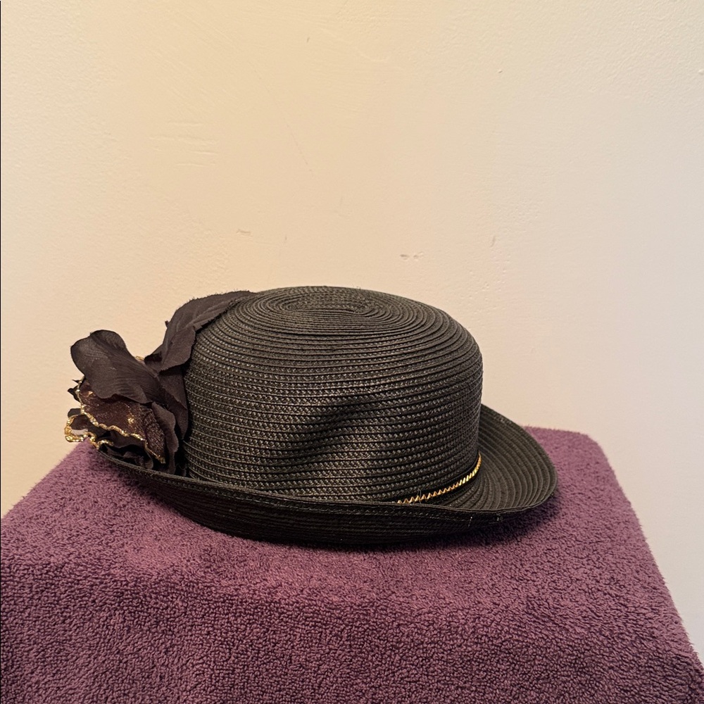 Elegant Black Women's Hat with Floral Accent
